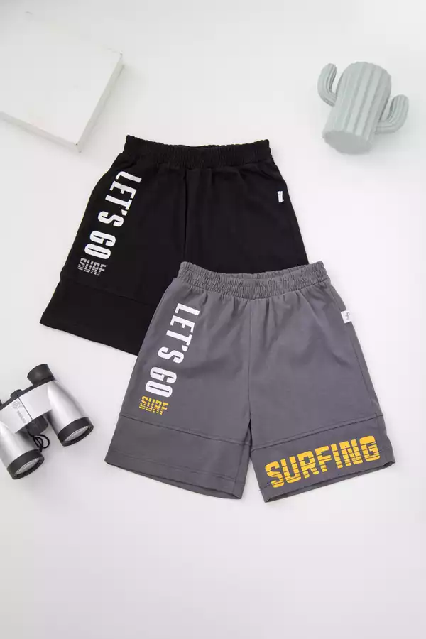 Quần short cotton in chữ