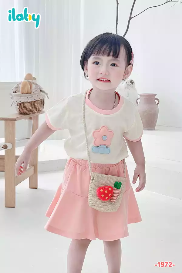 Bộ thun áo đính hoa nổi