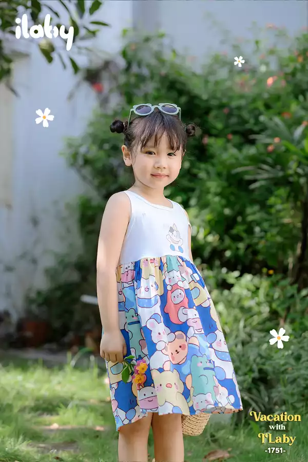 Váy thun in hình phối thô họa tiết