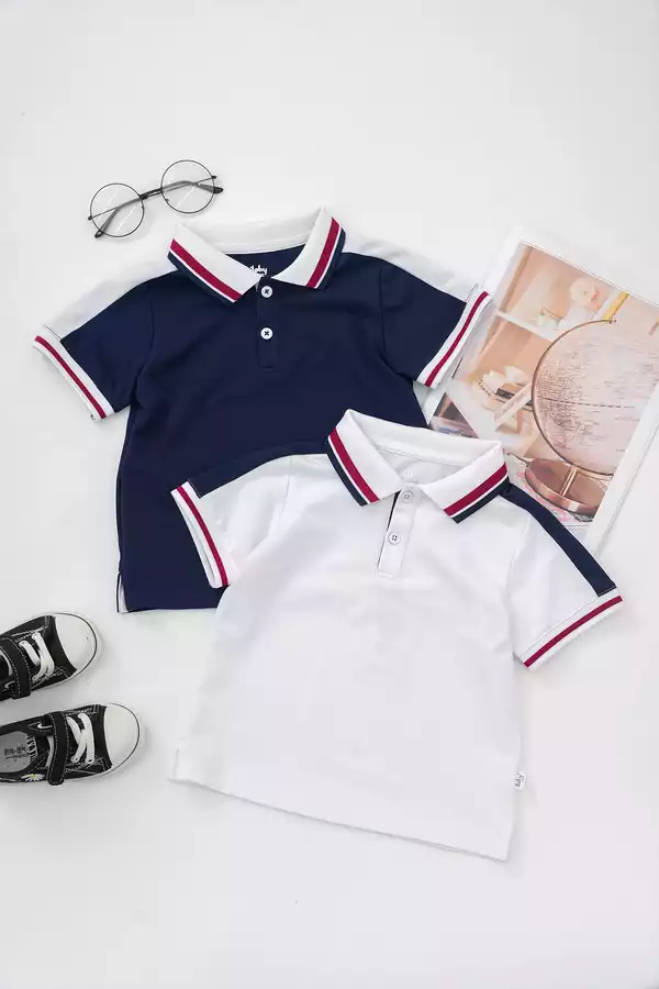 Áo polo phối dọc tay