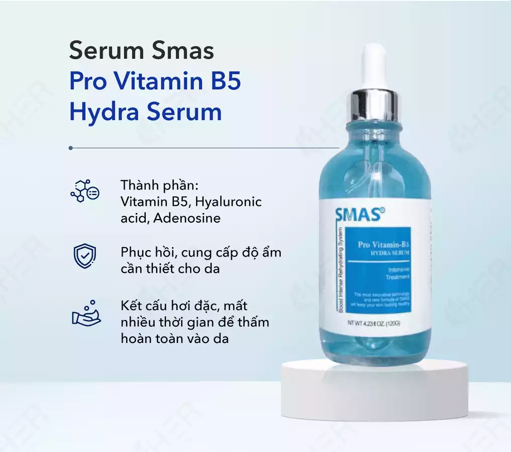 Serum dưỡng ẩm phục hồi trắng da giảm mụn Smas Pro Vitamin B5 Hydra 120ml