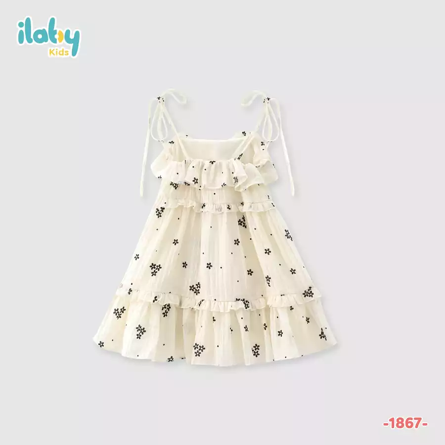 Váy hai dây nơ vai bèo ba tầng