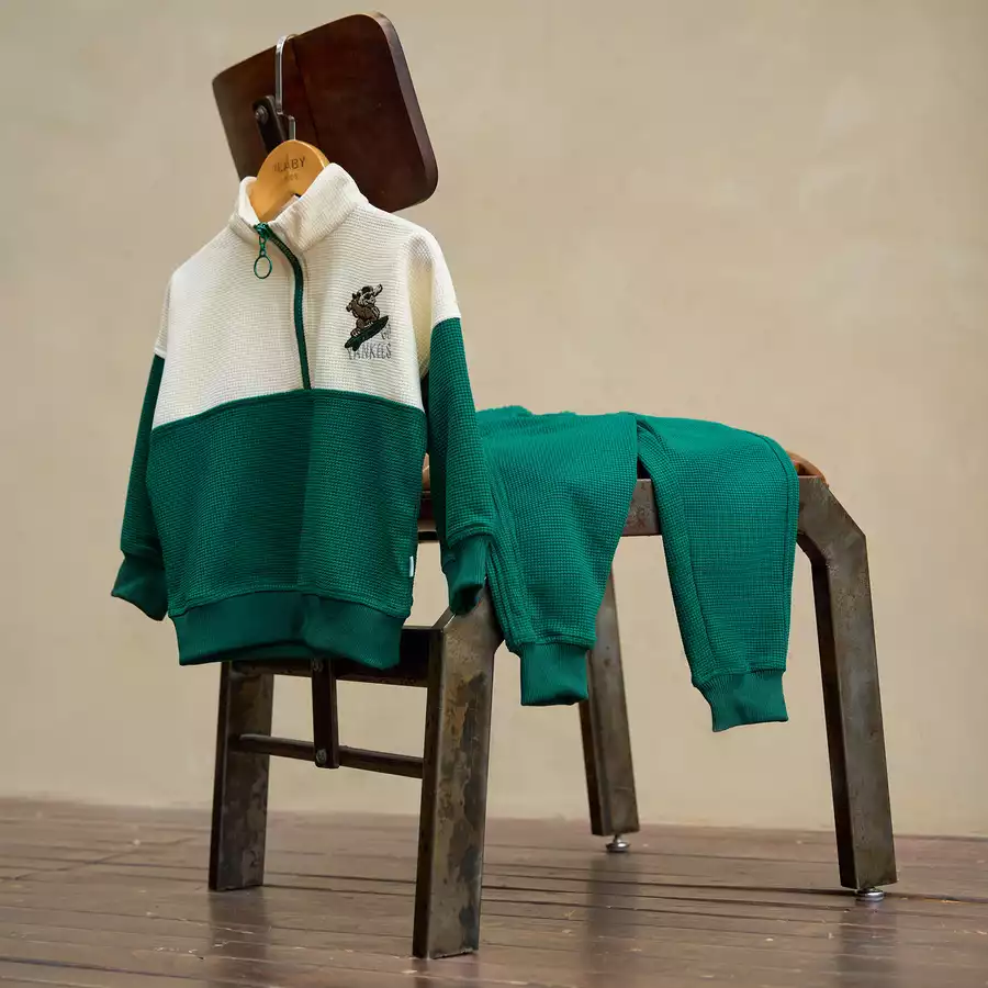 Bộ áo cổ bẻ kéo khoá phối màu