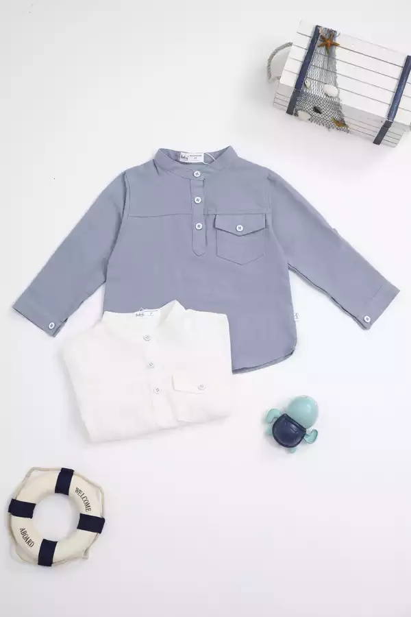 Áo bé trai áo cổ tàu dài tay