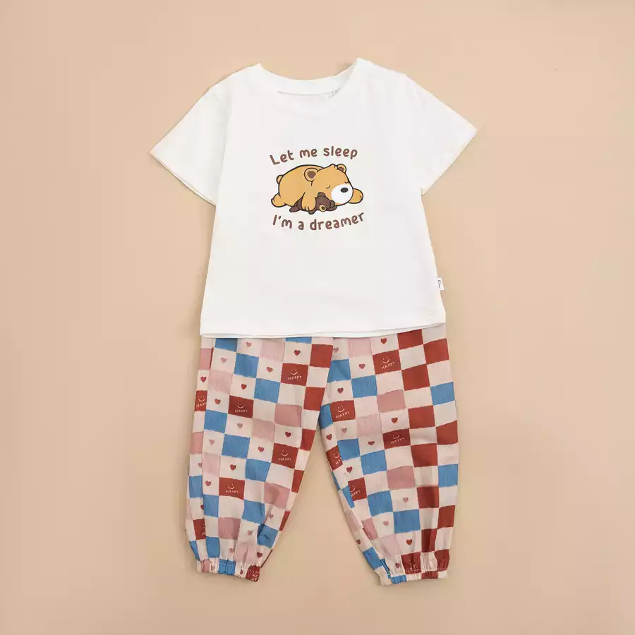 Bộ áo thun cộc tay quần hoạ tiết