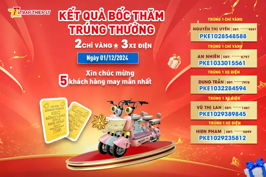 [CÔNG BỐ KẾT QUẢ BỐC THĂM TRÚNG THƯỞNG MEGALIVE 1/12 – SHOP TRẦN THIÊN LÝ]