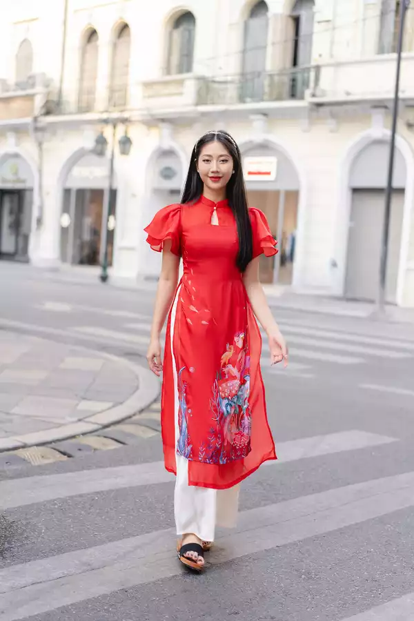 Áo dài mẹ in mẹ con Biển