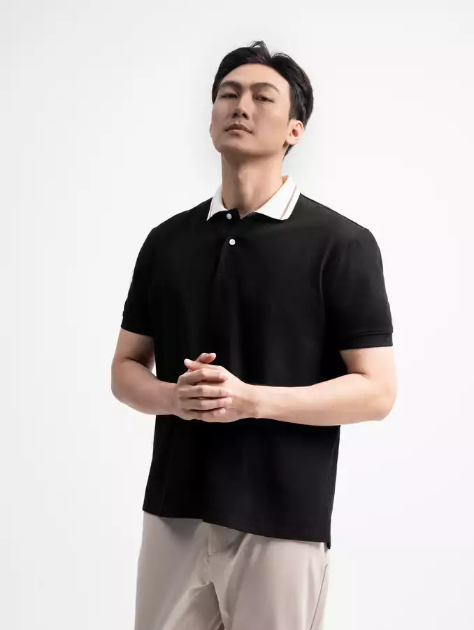  Áo Polo Nam Ugo Màu Đen vải Uni phom Regular Fit 