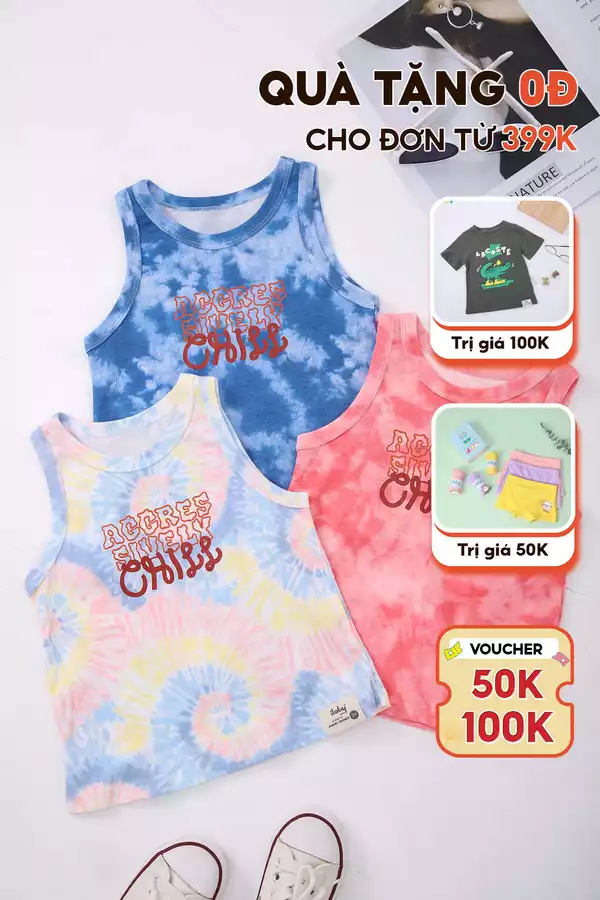 Áo ba lỗ tie-die  in thân trước