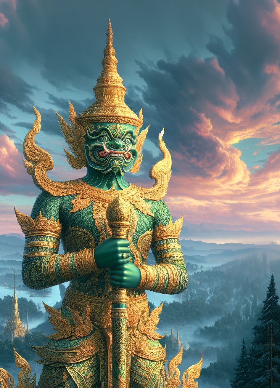 ท้าวเวสสุวรรณ ปางสีเขียวทอง