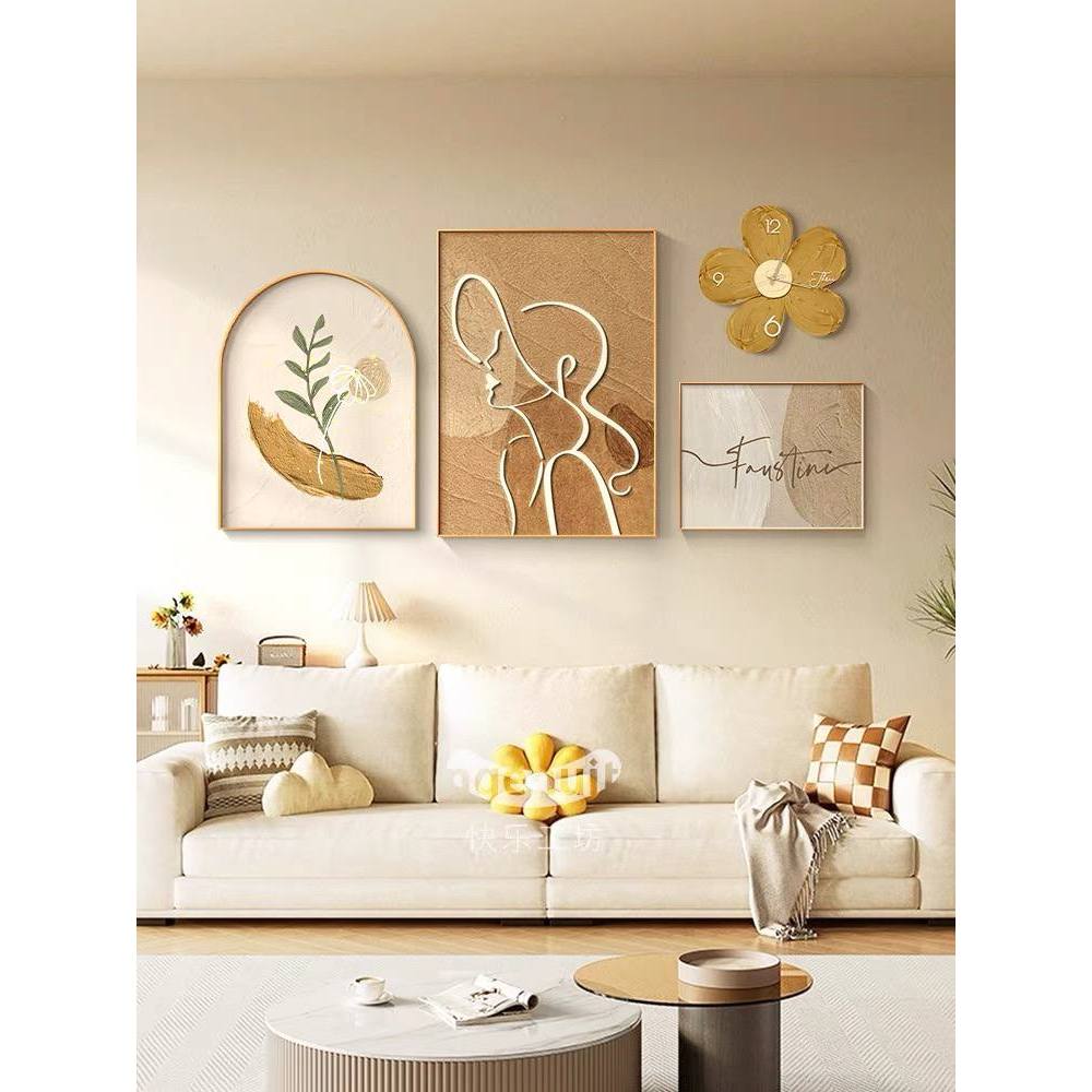 ( Nhiều Mẫu ) Set 4 Tranh Đồng Hồ 3D Treo Tường Lụa Kim Sa, Trang Trí Phòng Khách, Spa, Showroom - BeHome