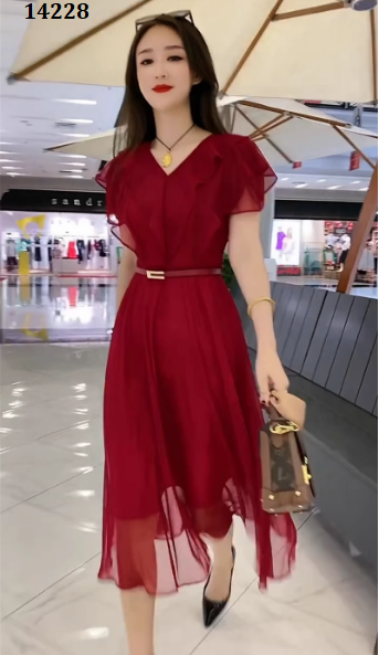 14228-Đầm xòe voan lưới tay tiên tầng (voan lưới, lót,ko kèm nịt)_thumbnail_4