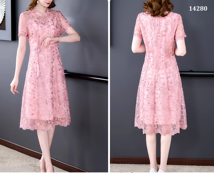 14280-Đầm ren chữ A phối cổ tàu  màu hồng (ren.lót)_thumbnail_3