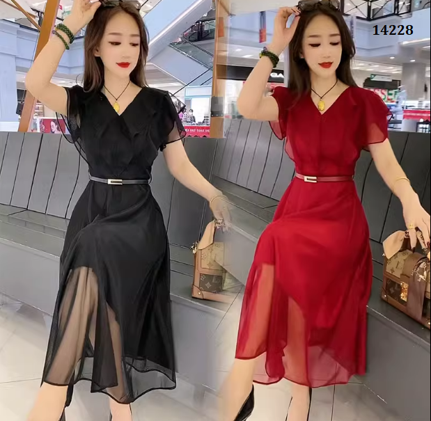 14228-Đầm xòe voan lưới tay tiên tầng (voan lưới, lót,ko kèm nịt)_thumbnail_0