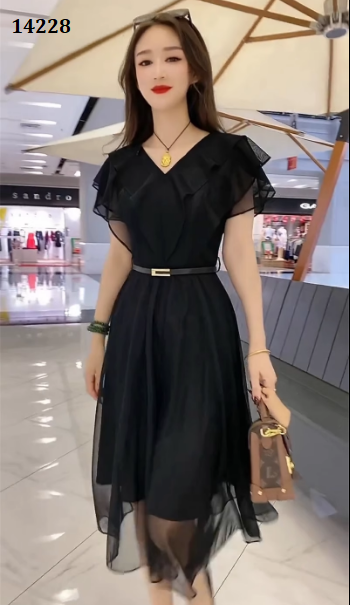 14228-Đầm xòe voan lưới tay tiên tầng (voan lưới, lót,ko kèm nịt)_thumbnail_1