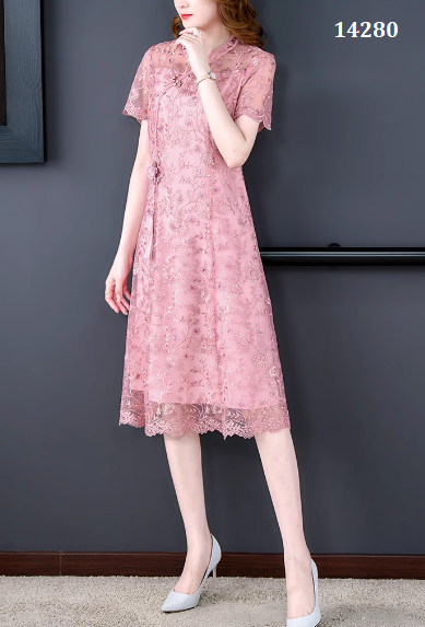 14280-Đầm ren chữ A phối cổ tàu  màu hồng (ren.lót)_thumbnail_1