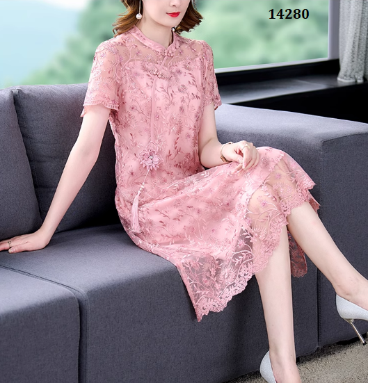 14280-Đầm ren chữ A phối cổ tàu  màu hồng (ren.lót)_thumbnail_2