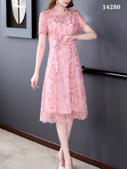 14280-Đầm ren chữ A phối cổ tàu  màu hồng (ren.lót)_thumbnail_0