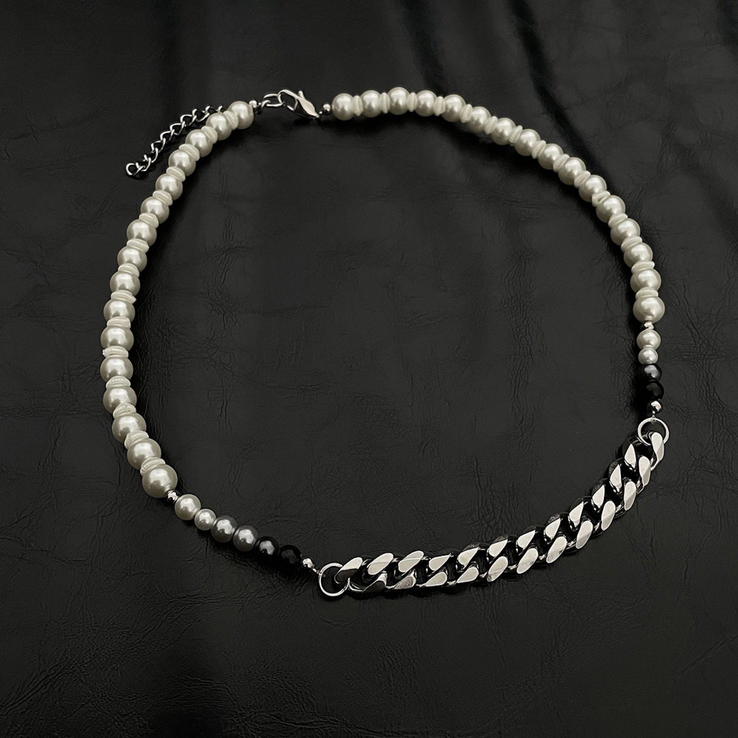 Half Pearl Chain Necklace