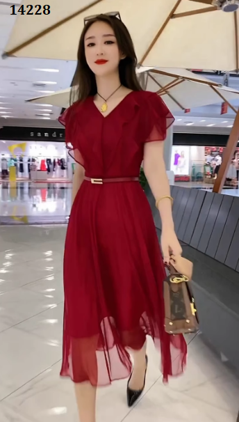 14228-Đầm xòe voan lưới tay tiên tầng (voan lưới, lót,ko kèm nịt)_thumbnail_2