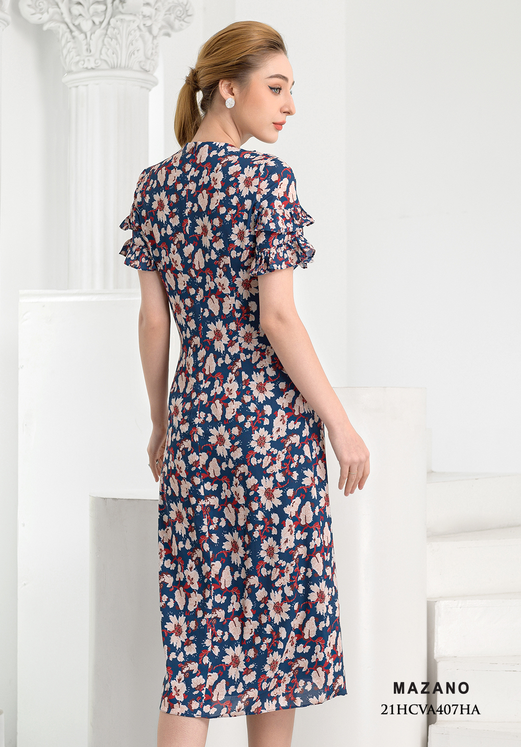 Đầm suông họa tiết tay bèo cách điệu_thumbnail_2