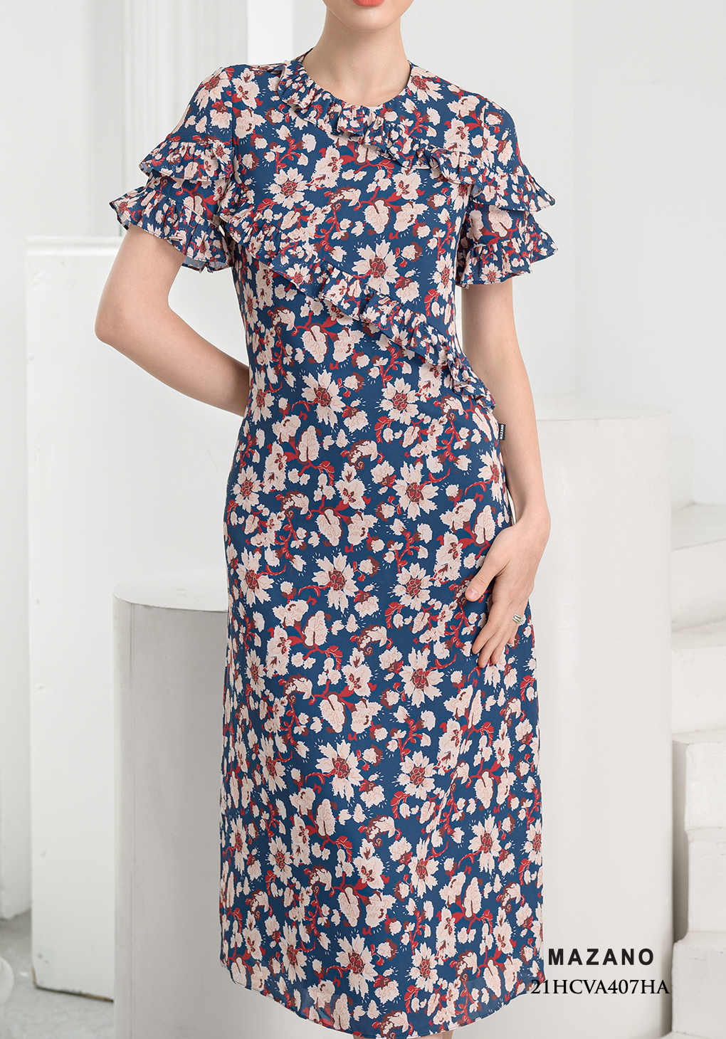 Đầm suông họa tiết tay bèo cách điệu_thumbnail_4