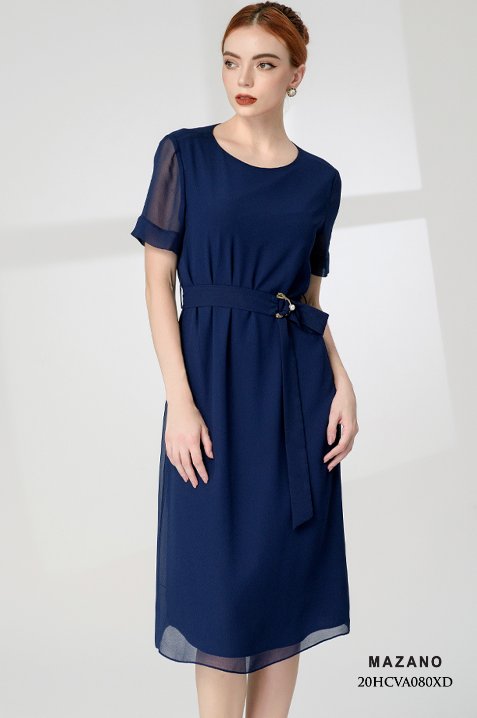 Đầm xanh thắt đai cách điệu_thumbnail_1