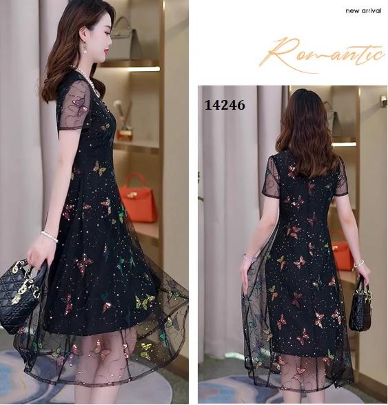 14246-Đầm suông A voan lưới bướm kim sa (voan lưới,lót)_thumbnail_2