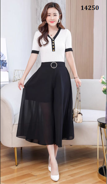 14250-Set áo trắng viền đen, quần voan ống rộng (len tâm, voan,lót)_thumbnail_0