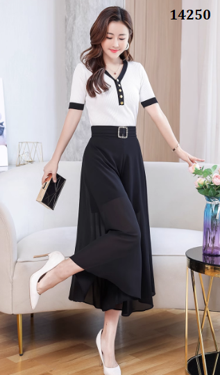 14250-Set áo trắng viền đen, quần voan ống rộng (len tâm, voan,lót)_thumbnail_2