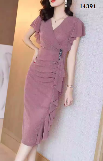 14391-Đầm body tay tiên viền bèo cách điệu (thun ánh kim,lót)_thumbnail_0