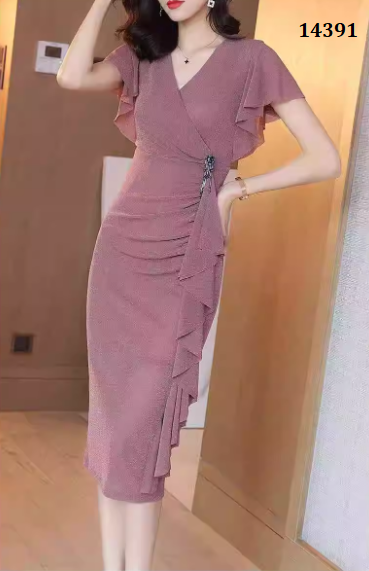 14391-Đầm body tay tiên viền bèo cách điệu (thun ánh kim,lót)_thumbnail_2