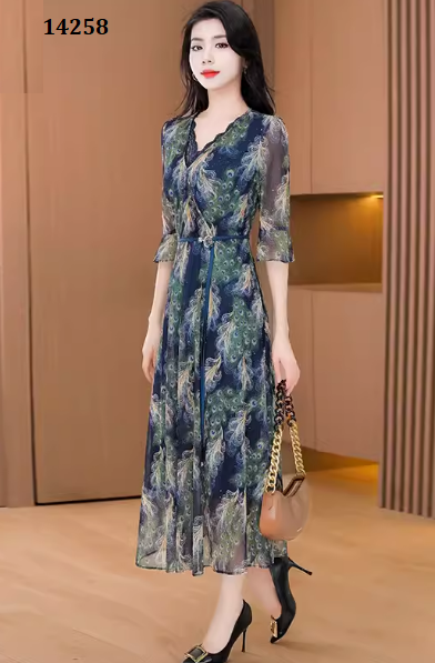 14258-Đầm voan tay lở in đuôi cong (voan,lót) _thumbnail_3