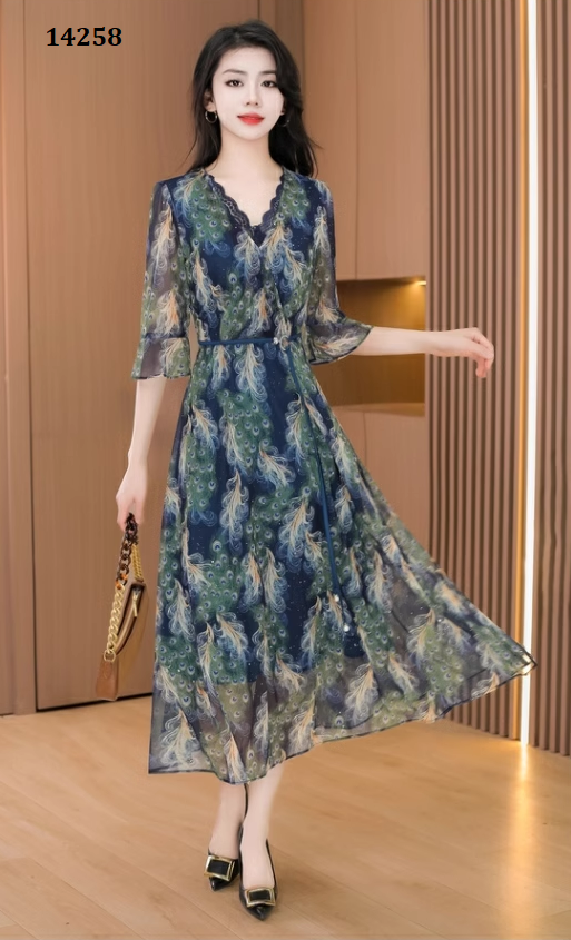 14258-Đầm voan tay lở in đuôi cong (voan,lót) _thumbnail_1