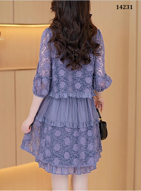 14231-Đầm voan ren dáng A tay lở xám xanh ( voan,ren)_thumbnail_1