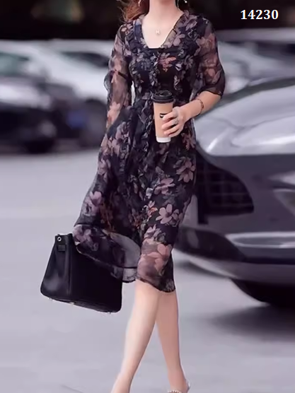 14230-Đầm voan hoa tay lở  cổ viền bèo (voan,lót)_thumbnail_3