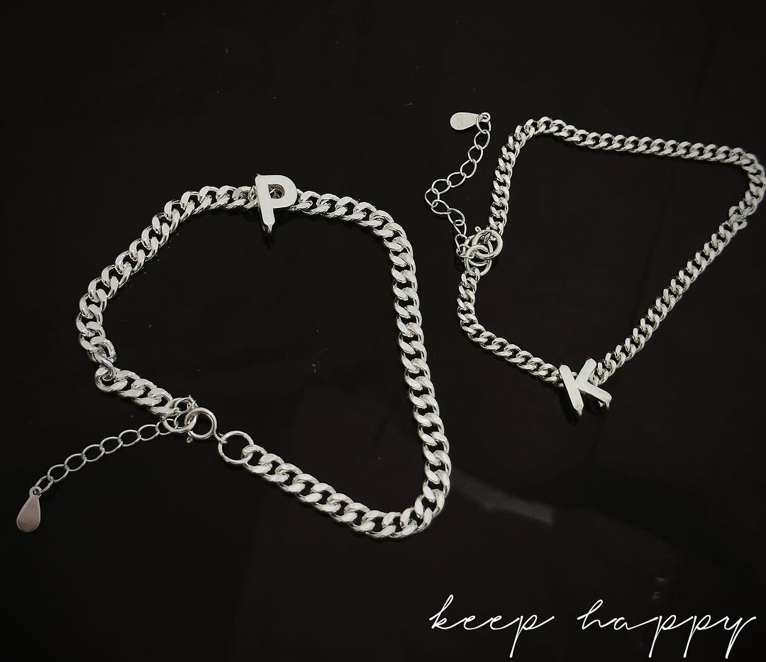 ĐT37 - Lắc tay đôi họng xích mix charm chữ cái