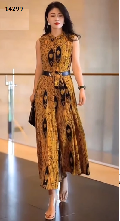 14299-Đầm maxi sát nách vàng kèm thắt eo ( voan, lót )_thumbnail_0