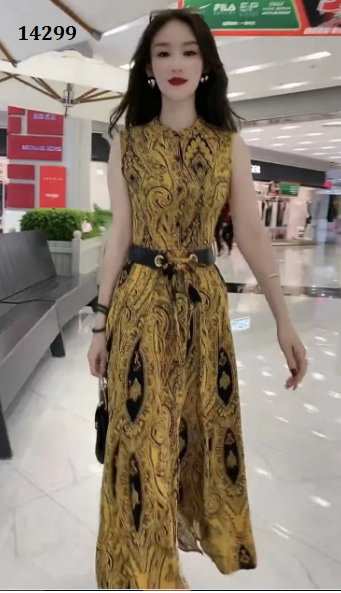 14299-Đầm maxi sát nách vàng kèm thắt eo ( voan, lót )_thumbnail_2