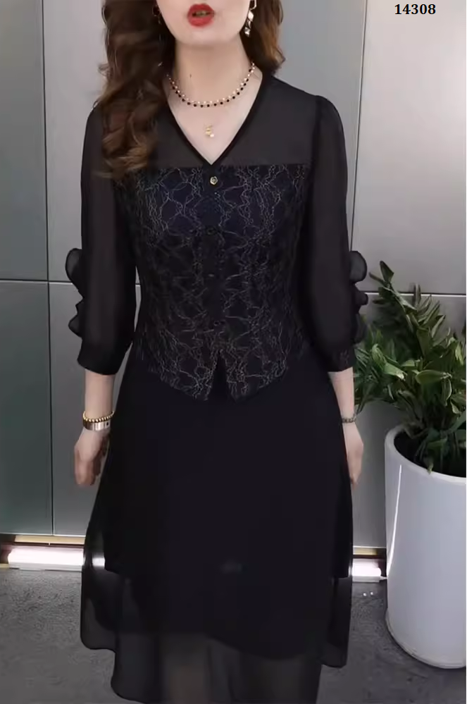 14308-Đầm voan peplum phối họa tiết (voan, lót) _thumbnail_0