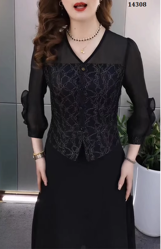 14308-Đầm voan peplum phối họa tiết (voan, lót) _thumbnail_2