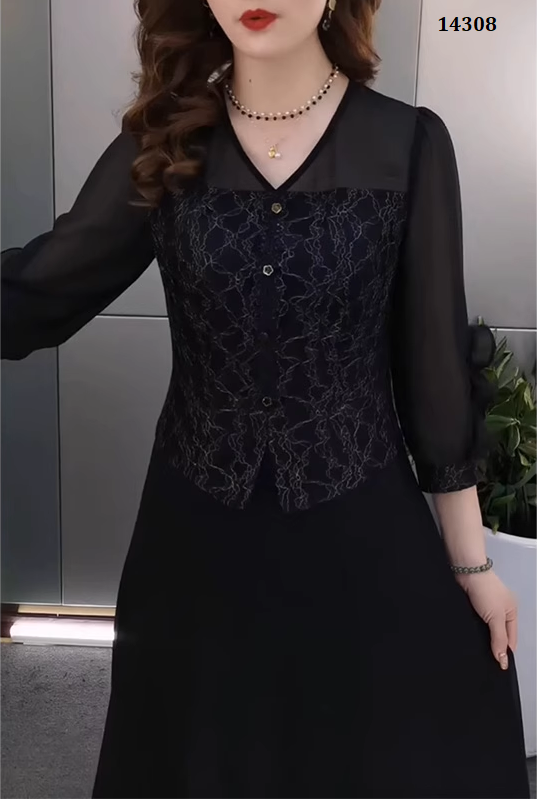 14308-Đầm voan peplum phối họa tiết (voan, lót) _thumbnail_3