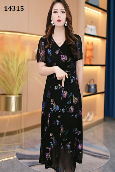 14315-Đầm voan suông in hoa hồng (  voan . lót )_thumbnail_0
