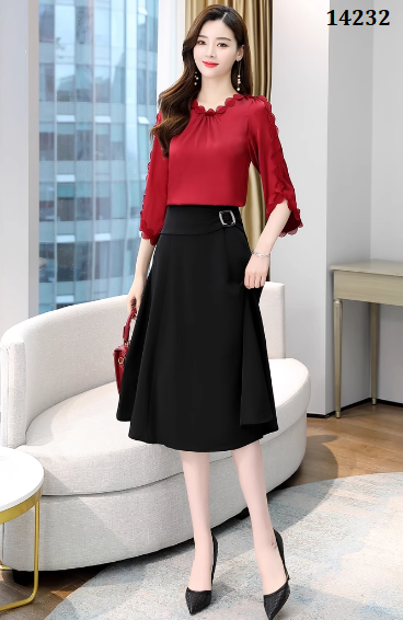 14232-Set áo tay lở viền ren kèm chân váy (lụa chéo, thun poly)_thumbnail_2