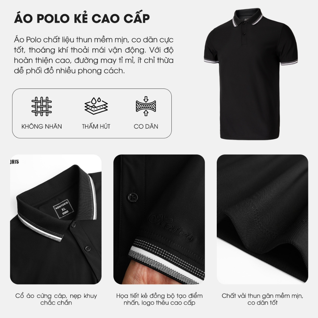 Áo Polo cổ bẻ  Nam Cao Cấp Mentoris, công nghệ khử mùi chống nhăn hiệu quả, khả năng thấm hút tốt, nhanh khô MPL34_thumbnail_3