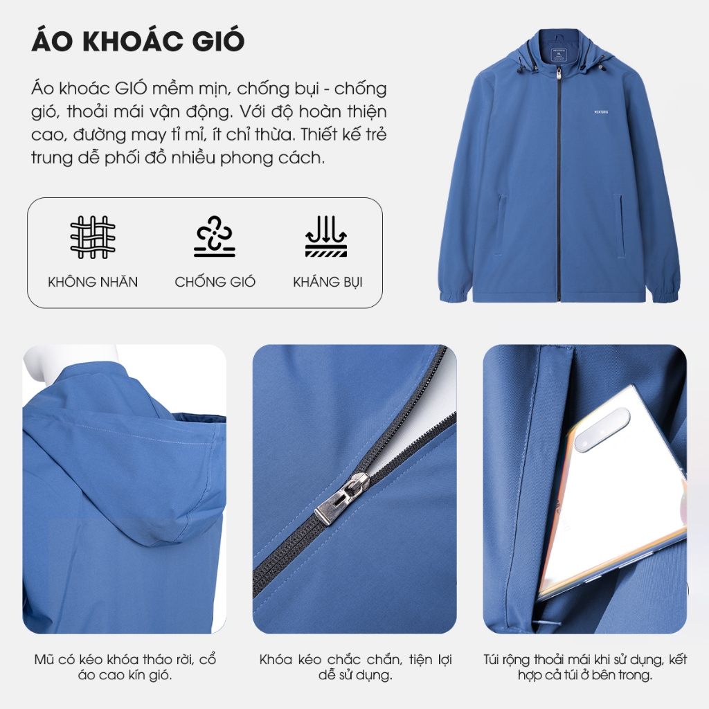 Áo khoác gió Nam cao cấp Mentoris, chống gió chống bụi, giữ nhiệt tốt, thiết kế basic dễ phối đồ, Form chuẩn MAG01_thumbnail_9