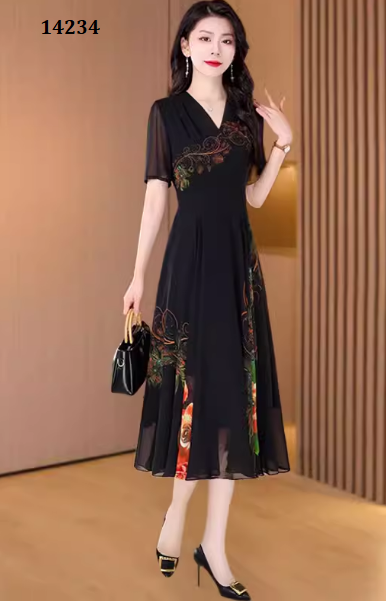 14234-Đầm voan xòe cổ V in hoa (voan,lót)_thumbnail_0