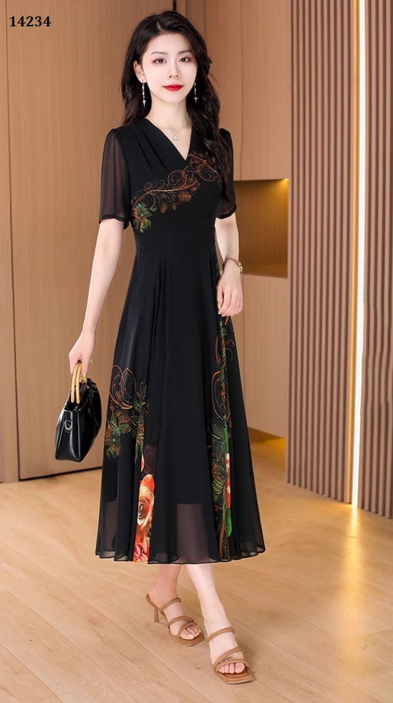 14234-Đầm voan xòe cổ V in hoa (voan,lót)_thumbnail_1
