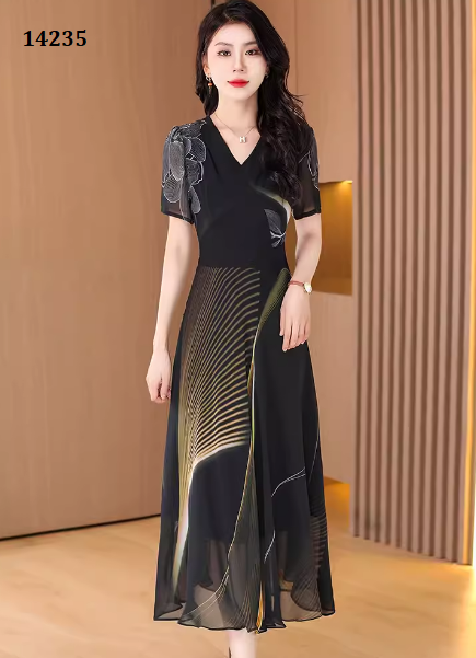 14235-Đầm voan xòe cổ tim in hoa lập thể (voan.lót)_thumbnail_0