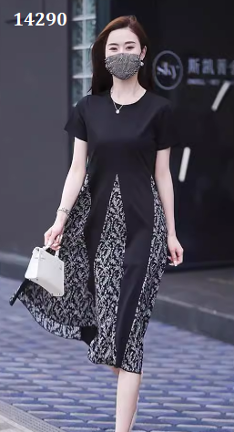 14290-Đầm xòe A phối hai màu cách điệu_thumbnail_0